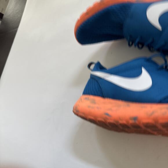 Nike‎ Roshe Run Shoe 669985-400 Marble Military Blue Orange White Men Size 8.5 - Picture 3 of 12